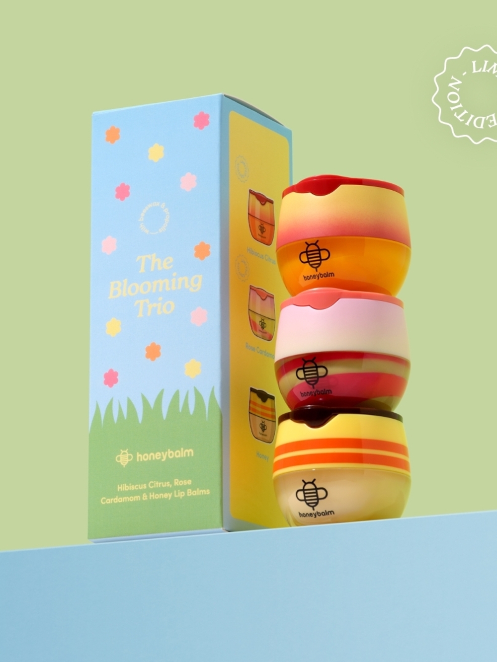 Honeybalm The Blooming Trio Lip Balm Set - Pink, Orange, Cream